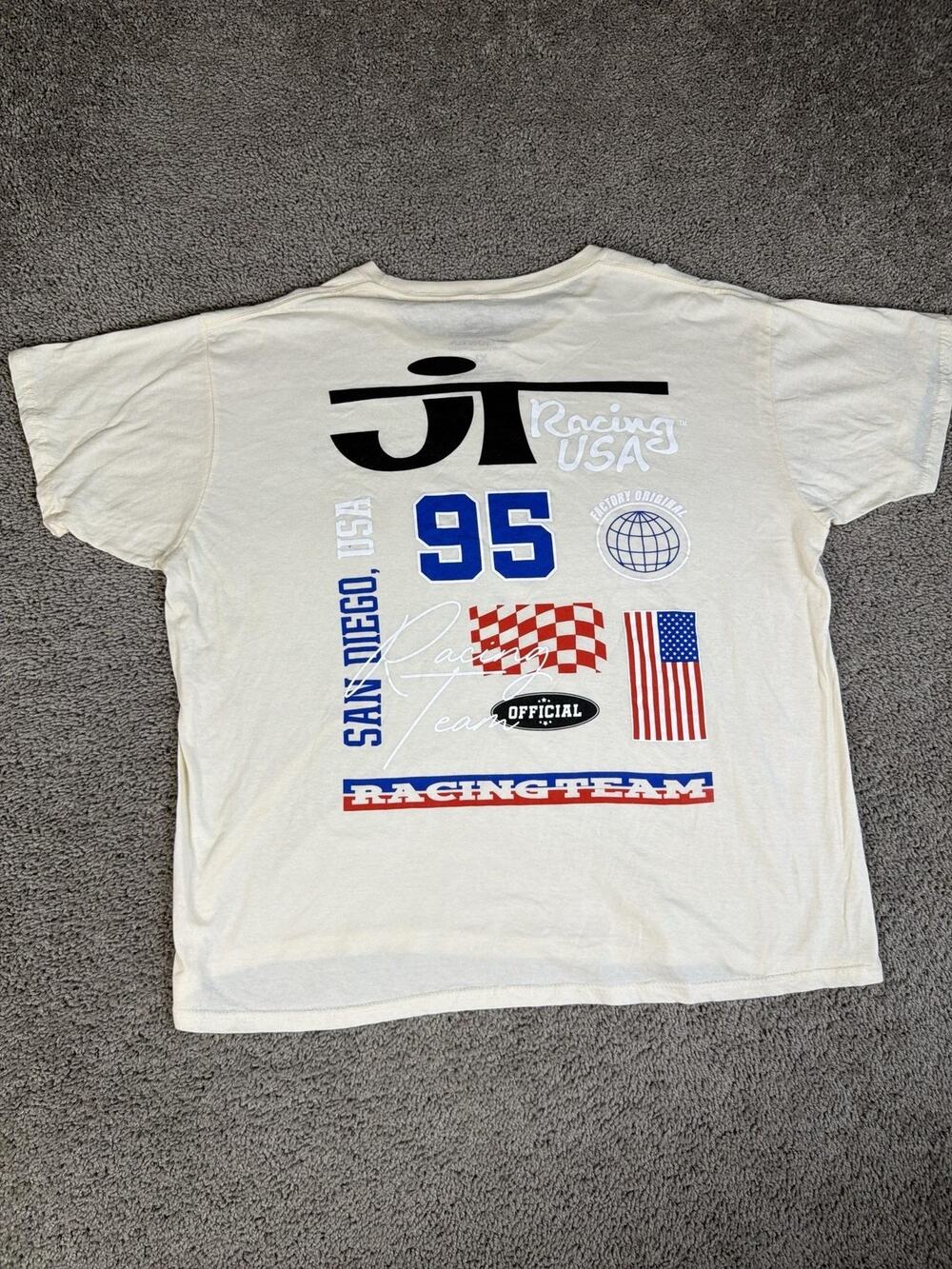 Honda Shirt Mens XL White JT Racing Team 95 San Diego USA Crew Neck Graphic